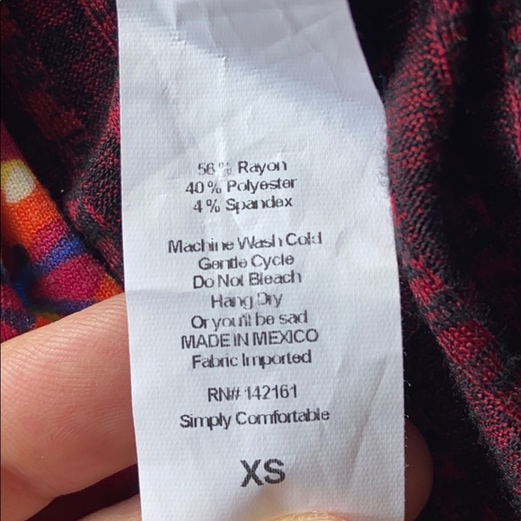 LULAROE JOY XS Longline Duster Vest Cardigan Red Black Heather - Picture 7 of 8